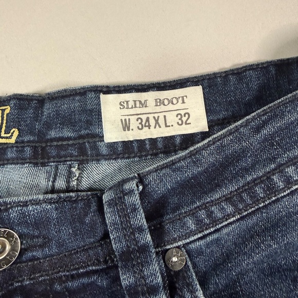 TK Axel Slim Boot Jeans 34x32 Medium Dark Wash Bootcut Denim Mens - Picture 9 of 16